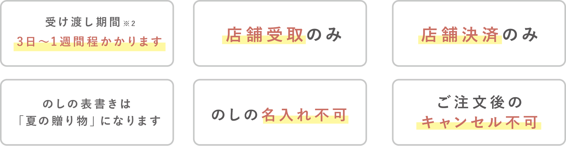 夏の贈り物注文時の注意事項