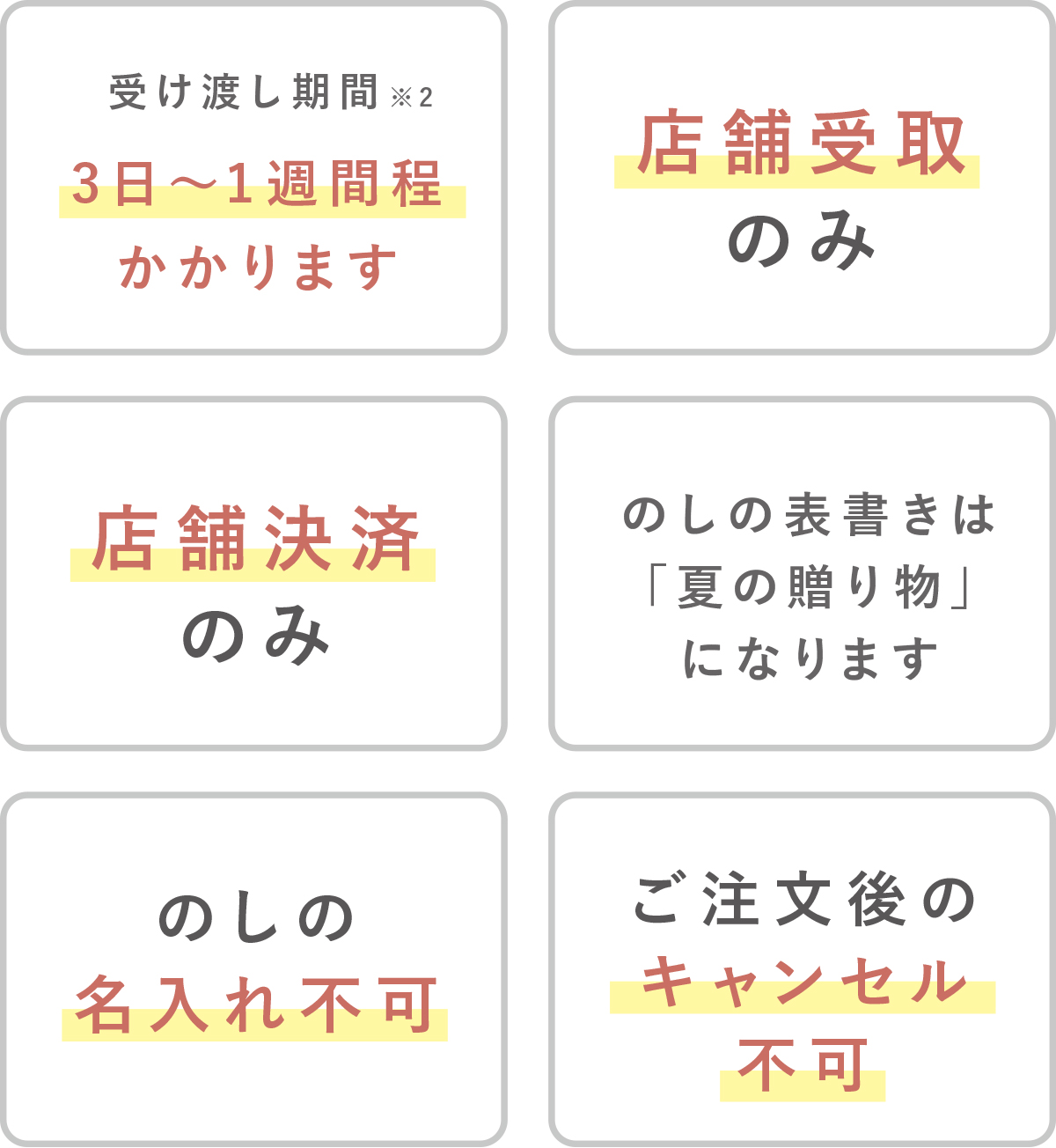 夏の贈り物注文時の注意事項